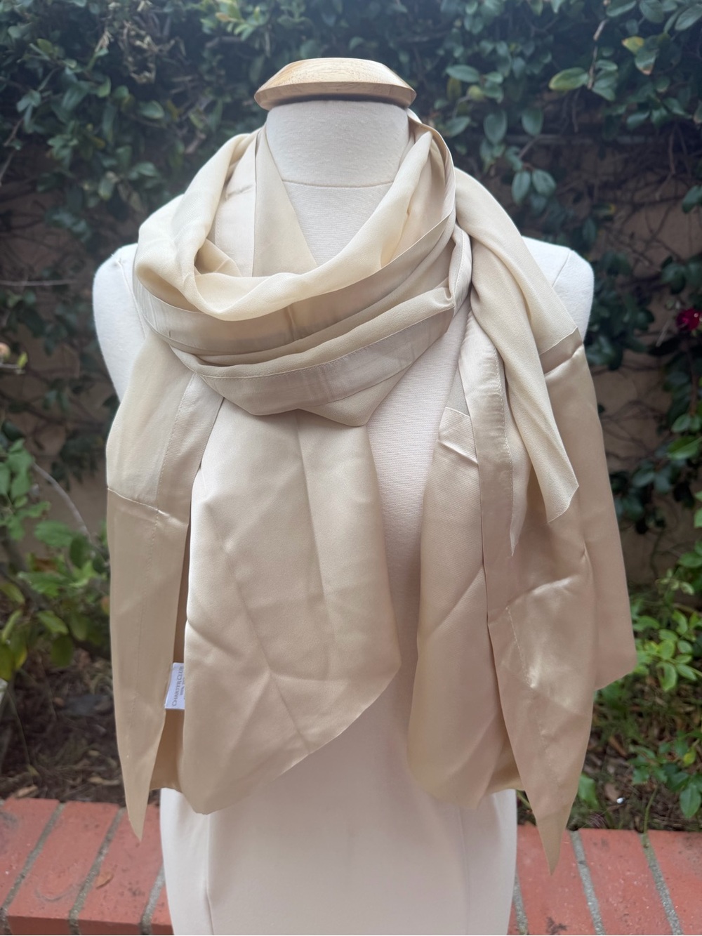 Charter Club Cream Satin-Trim Wrap Scarf